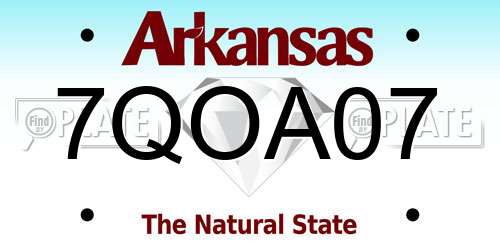 7QOA07 Arkansas License Plate