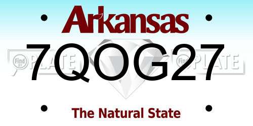 7QOG27 Arkansas License Plate