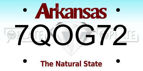 7QOG72 Arkansas License Plate