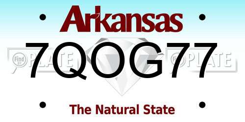 7QOG77 Arkansas License Plate
