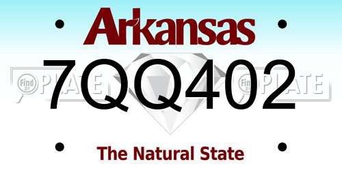 7QQ402 Arkansas License Plate