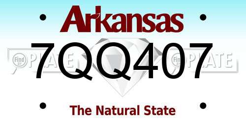 7QQ407 Arkansas License Plate