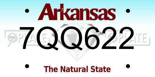 7QQ622 Arkansas License Plate