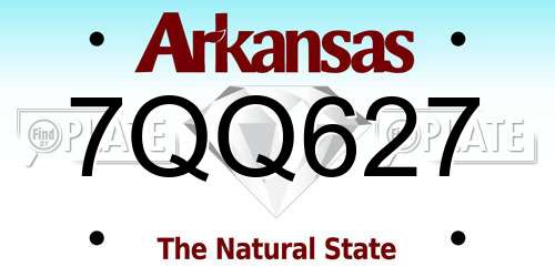 7QQ627 Arkansas License Plate