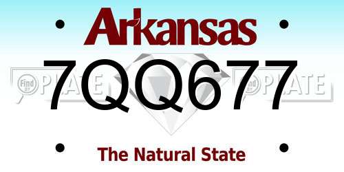 7QQ677 Arkansas License Plate