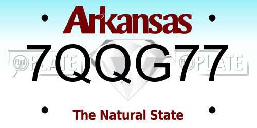 7QQG77 Arkansas License Plate