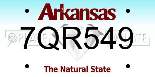 7QR549 Arkansas License Plate