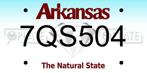 7QS504 Arkansas License Plate