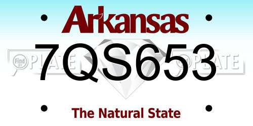 7QS653 Arkansas License Plate