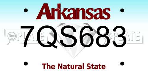 7QS683 Arkansas License Plate
