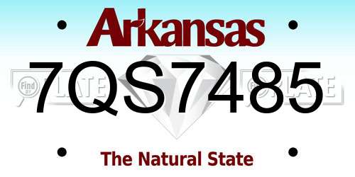 7QS7485 Arkansas License Plate