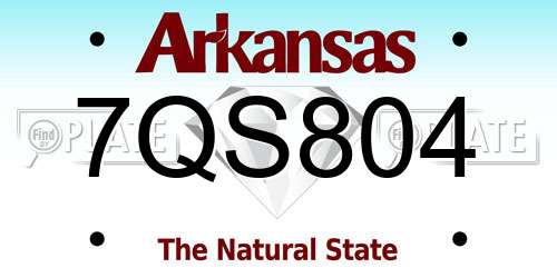 7QS804 Arkansas License Plate
