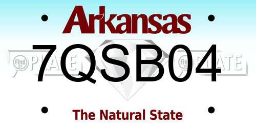 7QSB04 Arkansas License Plate