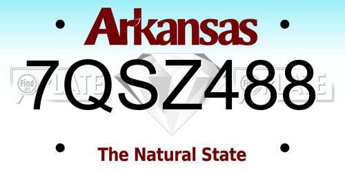 7QSZ488 Arkansas License Plate