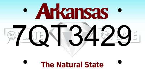 7QT3429 Arkansas License Plate