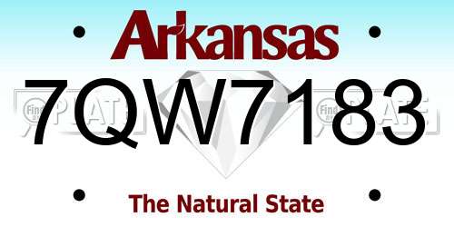 7QW7183 Arkansas License Plate