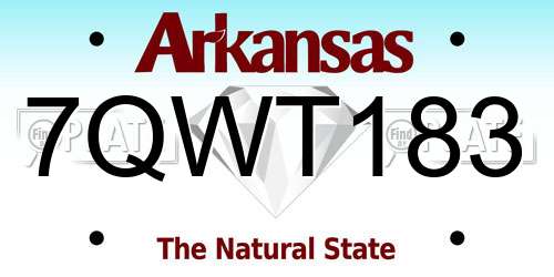 7QWT183 Arkansas License Plate