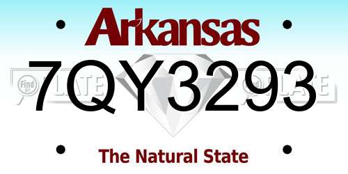 7QY3293 Arkansas License Plate