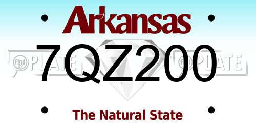7QZ200 Arkansas License Plate