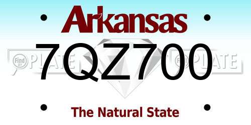 7QZ700 Arkansas License Plate