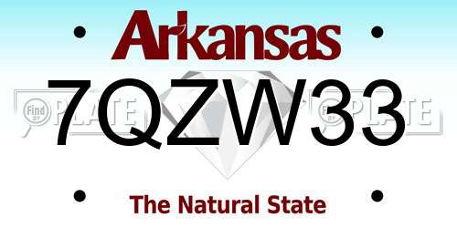 7QZW33 Arkansas License Plate
