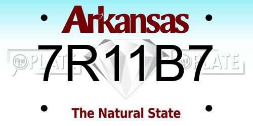 7R11B7 Arkansas License Plate