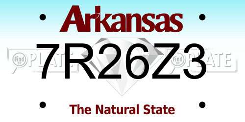 7R26Z3 Arkansas License Plate