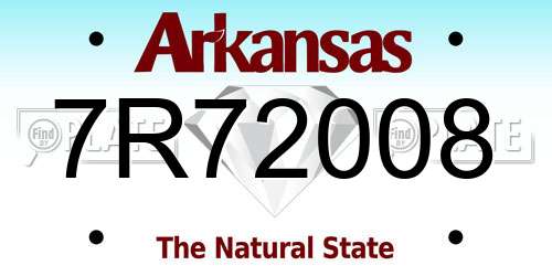 7R72008 Arkansas License Plate