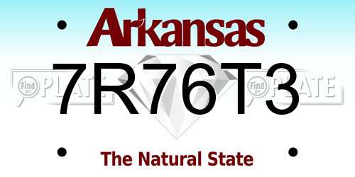 7R76T3 Arkansas License Plate