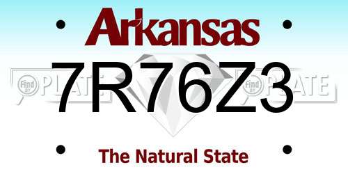 7R76Z3 Arkansas License Plate