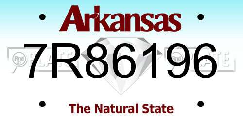 7R86196 Arkansas License Plate