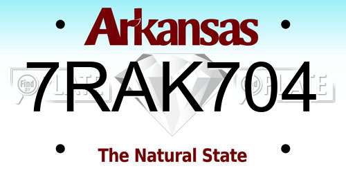 7RAK704 Arkansas License Plate
