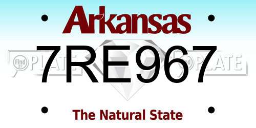 7RE967 Arkansas License Plate