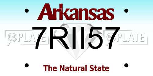7RII57 Arkansas License Plate