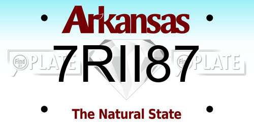 7RII87 Arkansas License Plate