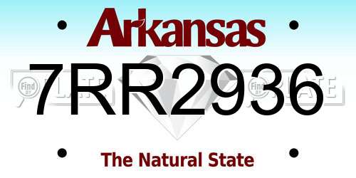 7RR2936 Arkansas License Plate