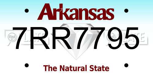7RR7795 Arkansas License Plate