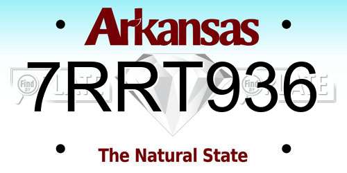 7RRT936 Arkansas License Plate