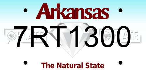 7RT1300 Arkansas License Plate
