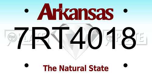 7RT4018 Arkansas License Plate