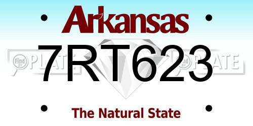 7RT623 Arkansas License Plate