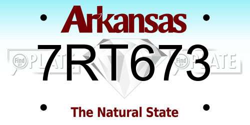 7RT673 Arkansas License Plate