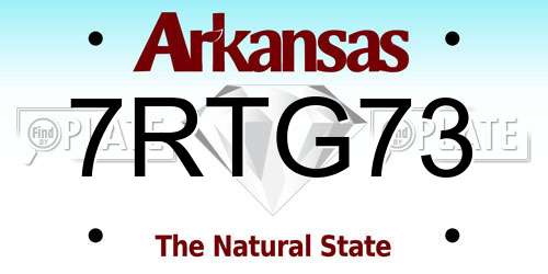 7RTG73 Arkansas License Plate