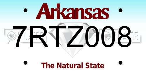 7RTZ008 Arkansas License Plate