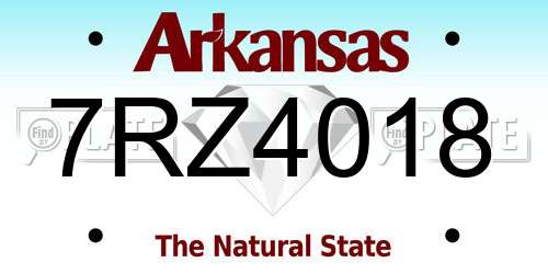 7RZ4018 Arkansas License Plate