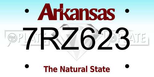 7RZ623 Arkansas License Plate