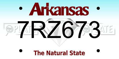 7RZ673 Arkansas License Plate