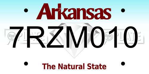 7RZM010 Arkansas License Plate