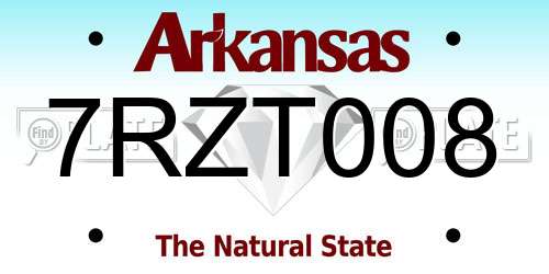 7RZT008 Arkansas License Plate