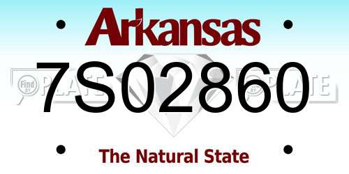 7S02860 Arkansas License Plate